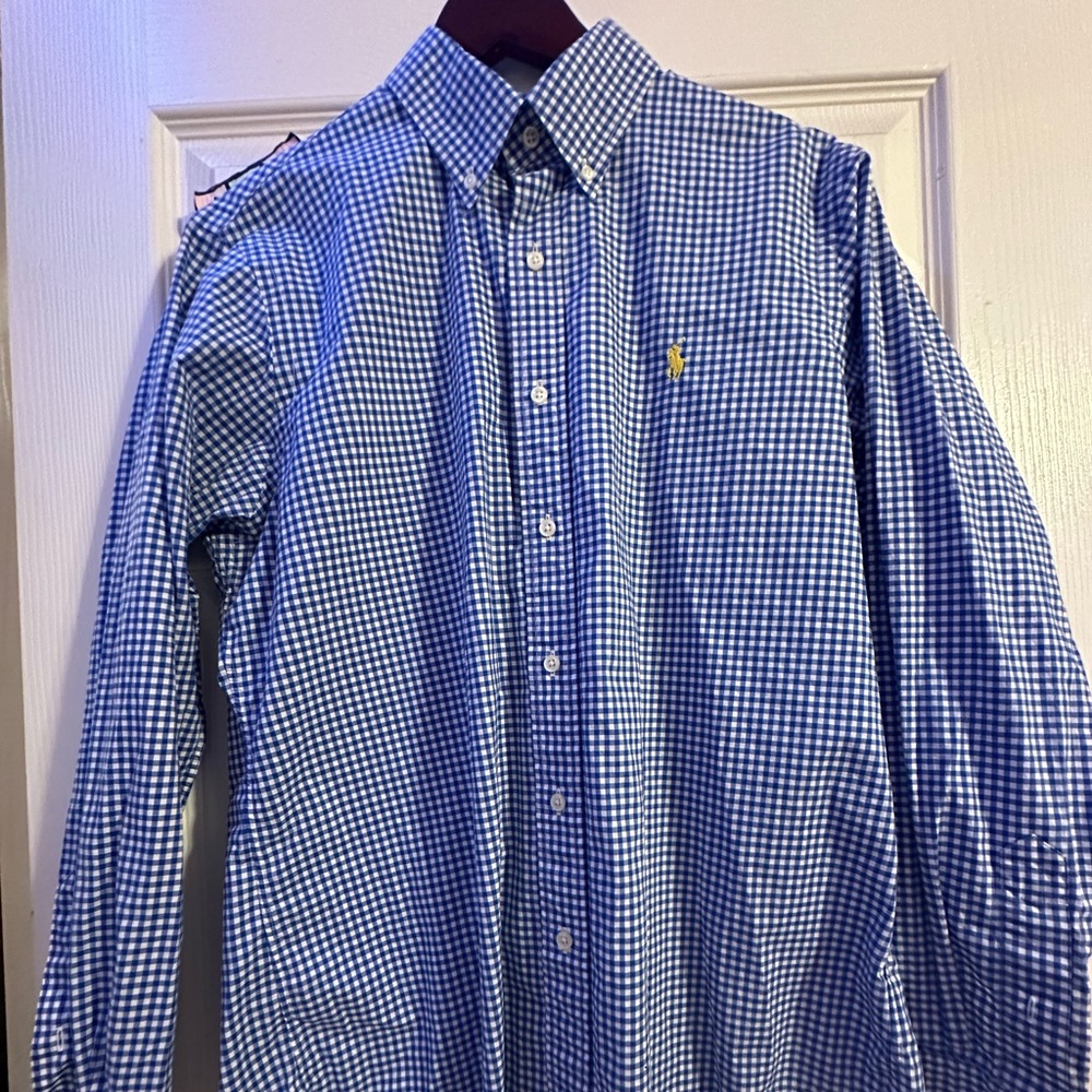 Ralph Lauren blue label, long sleeve shirt button down blue size medium